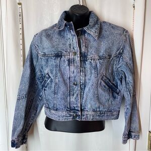 Vintage Women's YR Acid Washed Jean Cropped Jacket